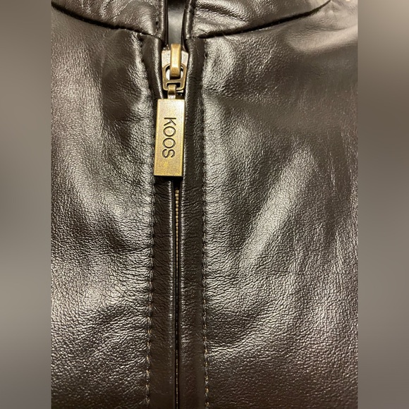 Brown Leather & Mixed Fabric Moto Jacket - Picture 7 of 7